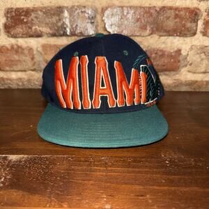 Miami Hurricanes Snapback Hat Cap, Embroidered, One Nation Premium Navy Green